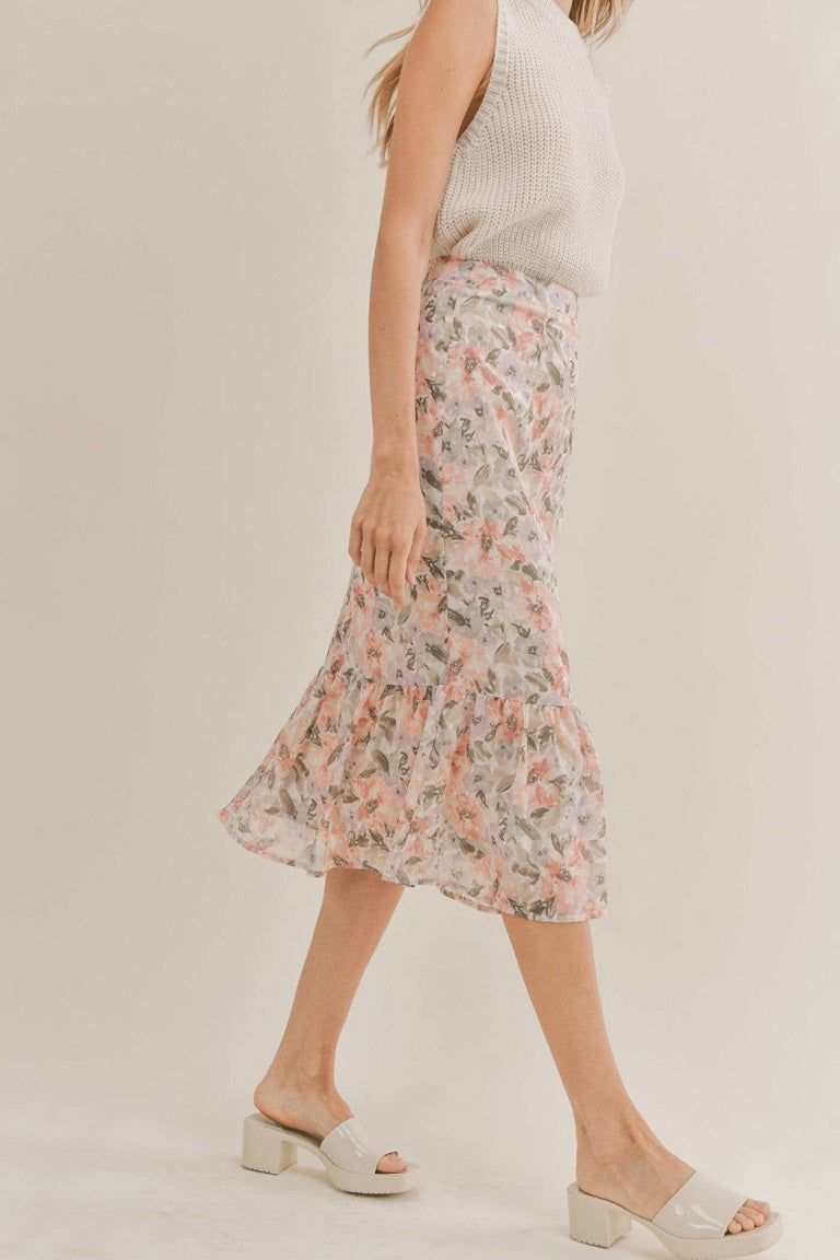 Dune Flowers Midi Skirt