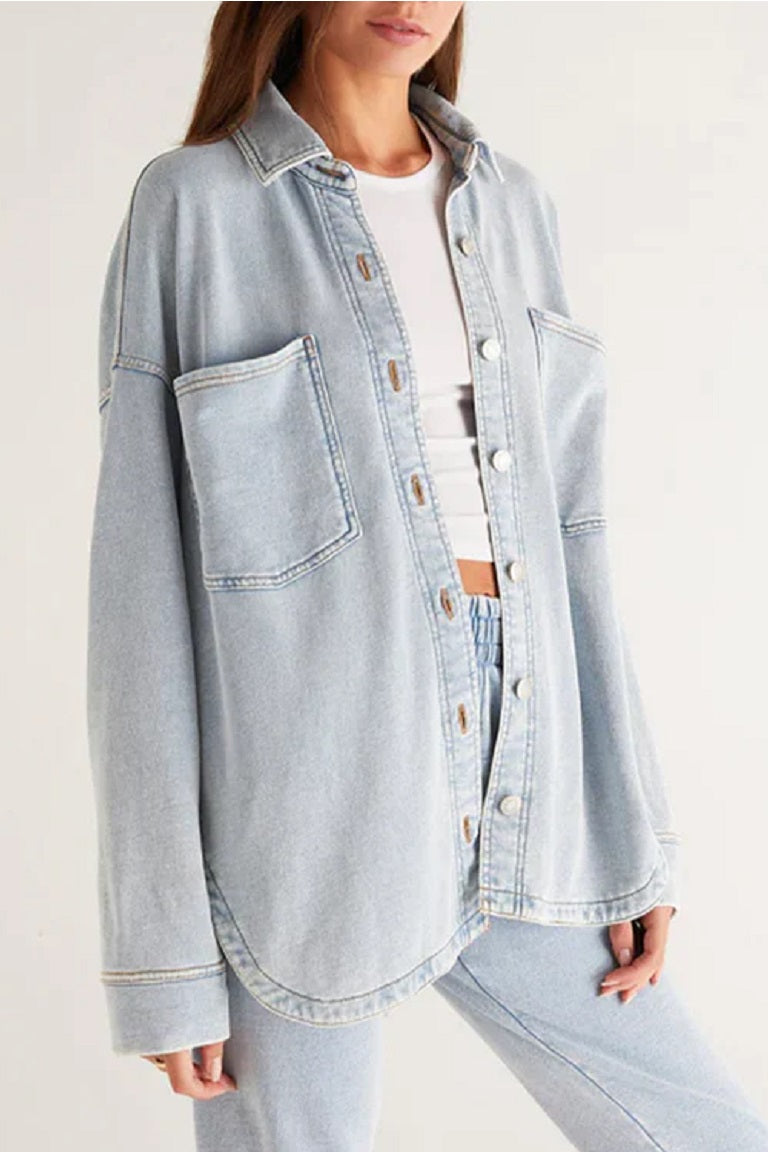 Knit denim shop jacket