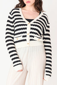 Textured Striped Cardigan